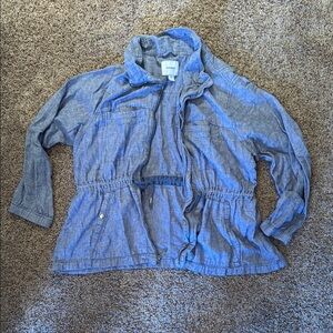 Old Navy Blue Linen/Chambray Cinch Waist Jacket - XXL